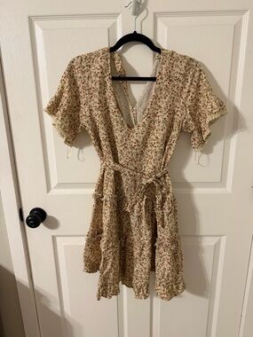 On You Floral Mini Dress Size S Cottagecore Ruffle Tie Waist